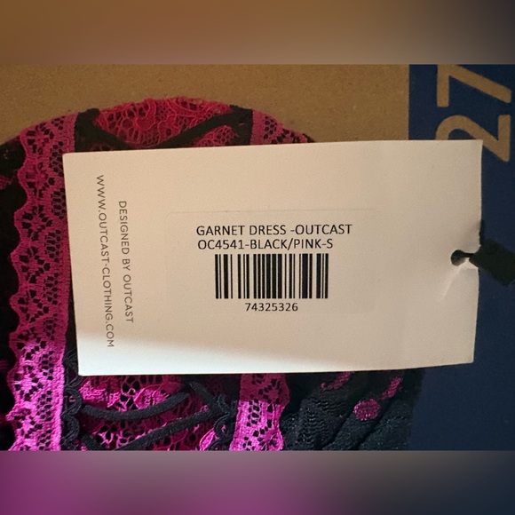 NWT Outcast Clothing Garnet Mini Dress - Black & Pink - Small - Picture 5 of 5